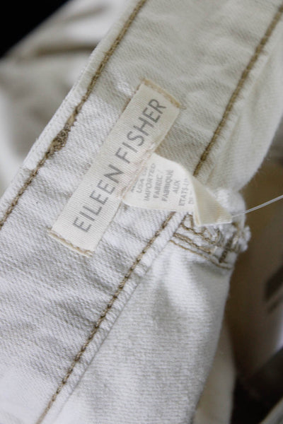 Eileen Fisher Women's Mid Rise Raw Hem Straight Leg Jeans White Size 10