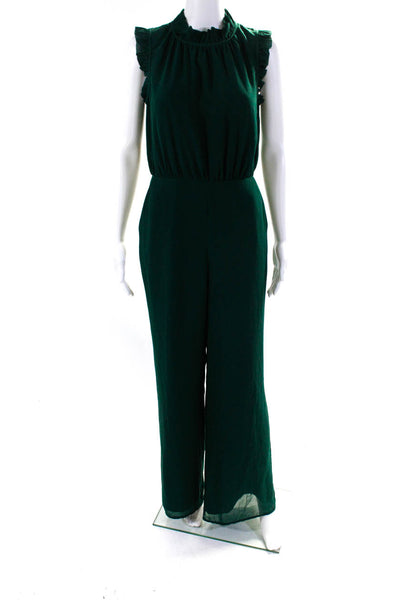 Ali & Jay Women's Ruffle Trim Wide Leg Sleeveless Jumpsuit Green Size S