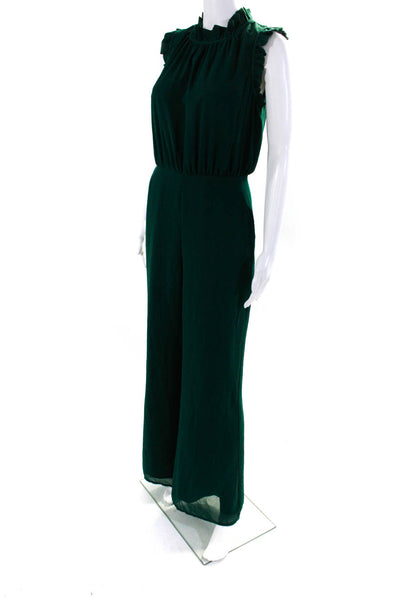 Ali & Jay Women's Ruffle Trim Wide Leg Sleeveless Jumpsuit Green Size S