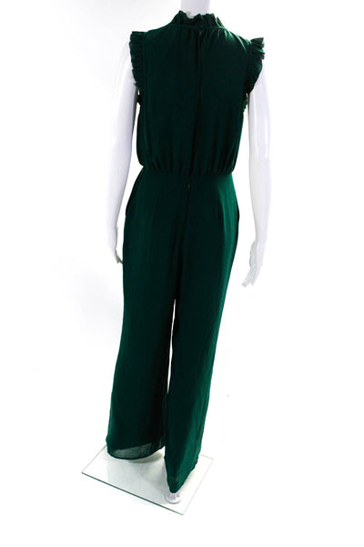 Ali & Jay Women's Ruffle Trim Wide Leg Sleeveless Jumpsuit Green Size S