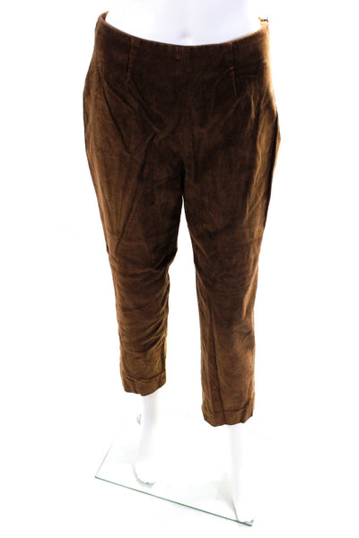 Piazza Sempione Women's Corduroy Tapered Straight Leg Pants Brown Size 46