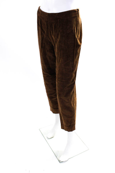 Piazza Sempione Women's Corduroy Tapered Straight Leg Pants Brown Size 46