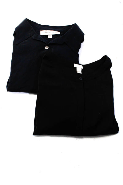 Fifteen Twenty Women's Collar Long Sleeves Button Down Shirt Black Size S Lot 2