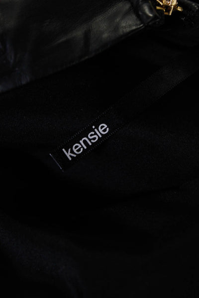 kensie Women's Zip Closure Fringe Hem Faux Leather Midi Skirt Black Size M
