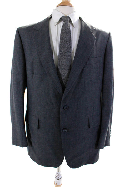 Hart Schaffner Marx Mens Gray Wool Two Button Long Sleeve Blazer Jacket Size 42