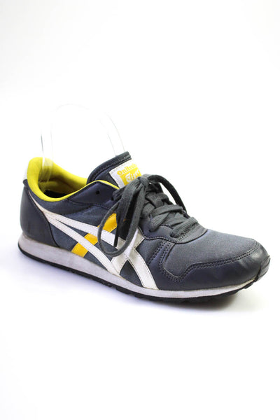 Asics Womens Leather Low Top Lace Up Athletic Casual Sneakers Gray Yellow Size 6