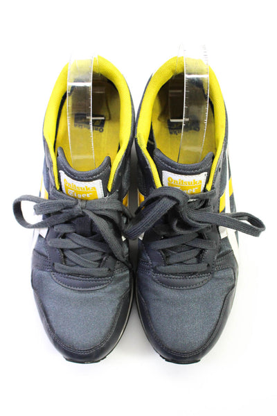 Asics Womens Leather Low Top Lace Up Athletic Casual Sneakers Gray Yellow Size 6