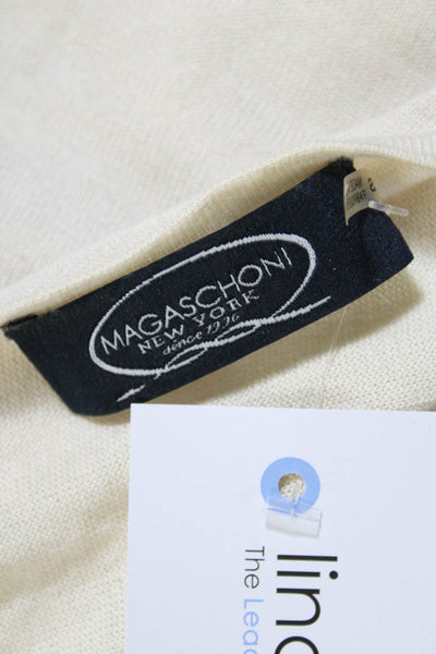 Magaschoni Women's Silk 3/4 Dolman Sleeve V-neck Knit Blouse White Size S