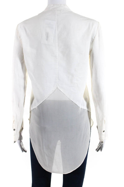 Helmut Lang Women's Cotton Silk Button Up Collar Blouse White Size S