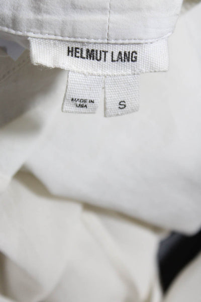 Helmut Lang Women's Cotton Silk Button Up Collar Blouse White Size S
