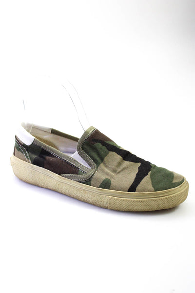 Saint Laurent Women's Camouflage Low Top Slip On Shoes Green Size 37