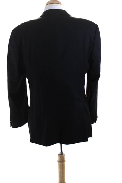 Armani Collezioni Mens Black Wool Herringbone Three Button Blazer Size 42R