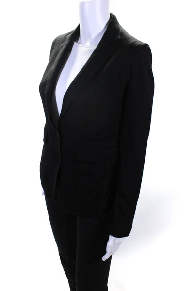 Rag & Bone Womens Unlined Fleece One Button Blazer Jacket Black Wool Size 2
