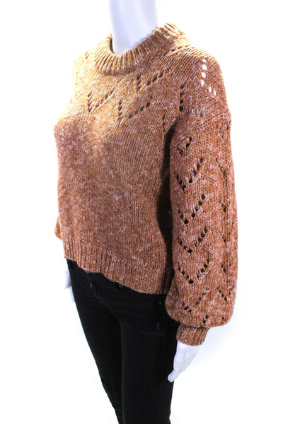 Madewell Womens Pointelle Knit High Neck Sweater Brown Size XXS