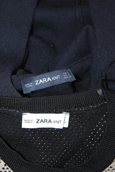 Zara Womens Metallic Argyle Button Up Cardigan Knit Rhinestone Hoodie Small Lot2