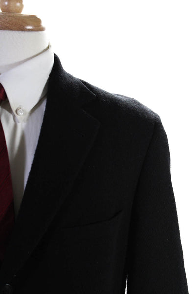 Boss Hugo Boss Mens Black Wool Textured Three Button Long Sleeve Blazer Size 40R