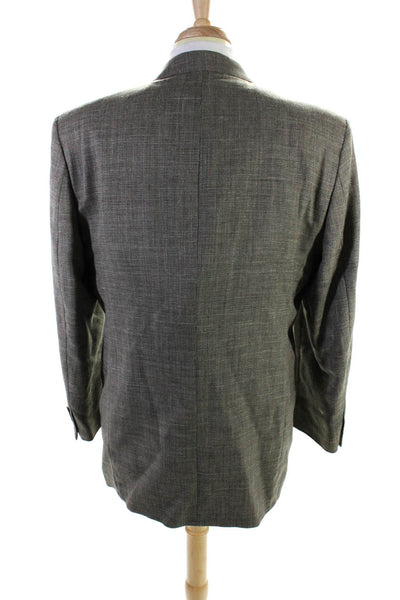 Brandini Mens Gray Wool Textured Three Button Long Sleeve Blazer Jacket Size 42L