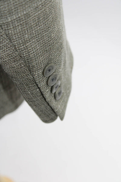 Brandini Mens Gray Wool Textured Three Button Long Sleeve Blazer Jacket Size 42L