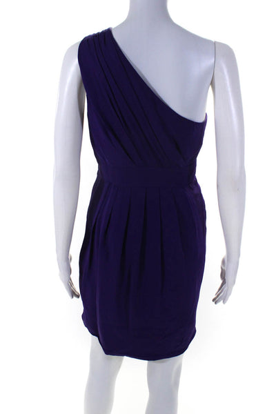 Shoshanna Women's Silk One Shoulder Knee Length Tulip Skirt Dress Purple Size 6