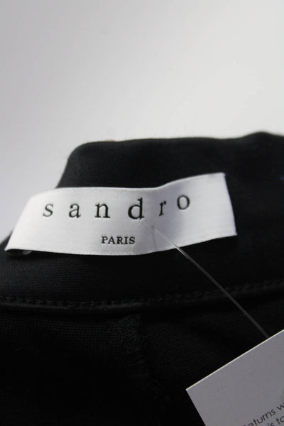 Sandro Womens High Waist Satin Flare Pleated Dress Pants Black Size 3