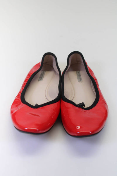 Bottega Veneta Womens Round Toe Patent Leather Ballet Flats Red Black 38.5 8.5