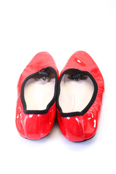 Bottega Veneta Womens Round Toe Patent Leather Ballet Flats Red Black 38.5 8.5