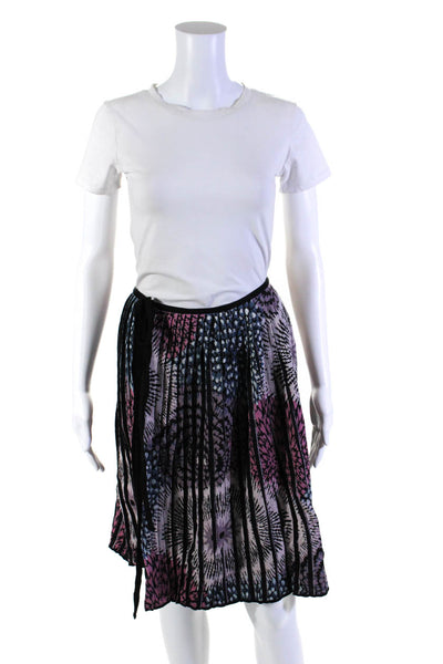 Missoni Womens Multicolor Wool Printed Striped Pleated Wrap Skirt Size 46