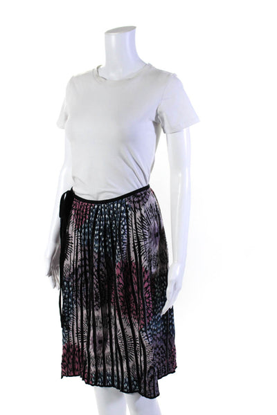 Missoni Womens Multicolor Wool Printed Striped Pleated Wrap Skirt Size 46