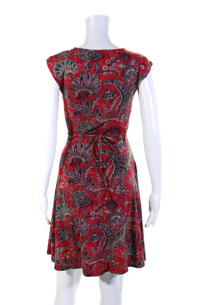 Lauren Ralph Lauren Womens Sleeveless Floral Wrap Dress Red Multi Size PXS