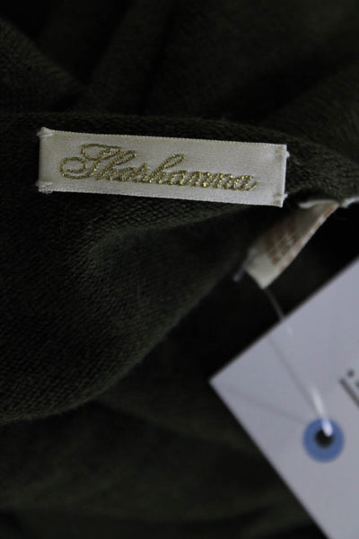 Shoshanna Womens Long Sleeve Scoop Neck Pleated Sweater Dress Green Wool Petite