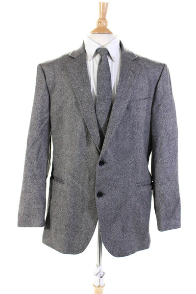 Stafford Mens Darted Buttoned Collared Long Sleeve Blazer Jacket Gray Size EUR46