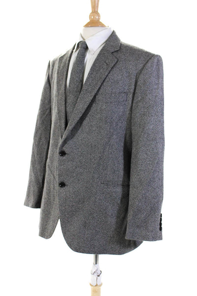 Stafford Mens Darted Buttoned Collared Long Sleeve Blazer Jacket Gray Size EUR46