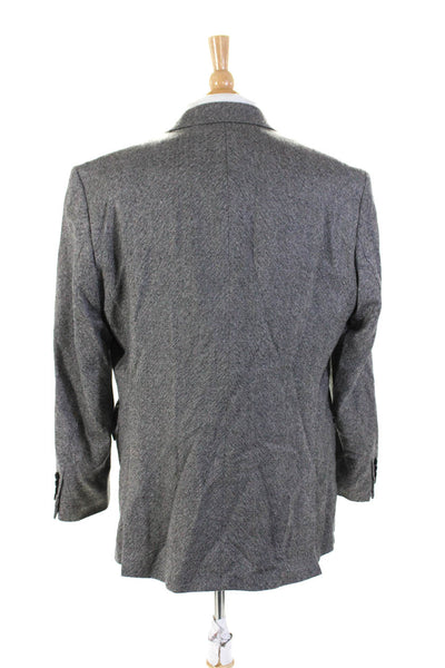 Stafford Mens Darted Buttoned Collared Long Sleeve Blazer Jacket Gray Size EUR46