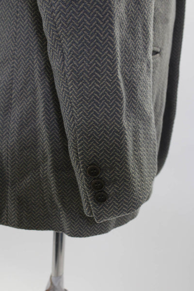 Giorgio Armani Mens Wool Striped Buttoned Long Sleeve Blazer Blue Size EUR48