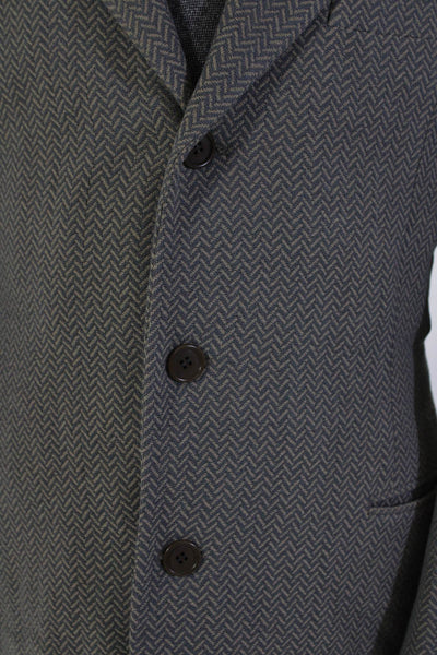 Giorgio Armani Mens Wool Striped Buttoned Long Sleeve Blazer Blue Size EUR48