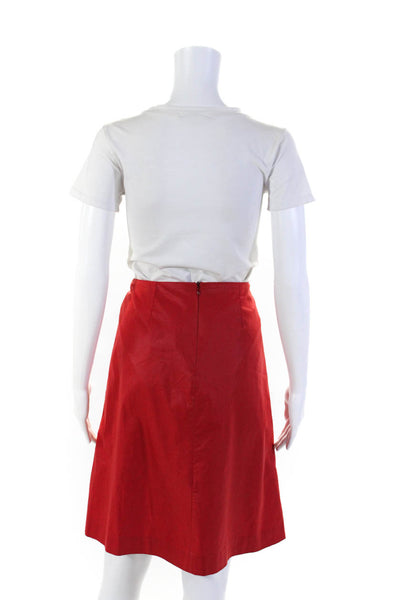 Cacharel Womens Cotton Back Zipped Pleated A-Line Midi Skirt Red Size M