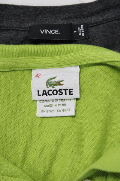 Lacoste Vince Womens Cotton Collared V-Neck Pullover Tops Green Size S 42 Lot 2