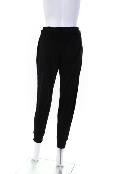 Koral Womens Knit Elastic Waist Tapered Leg Sweatpants Pants Black Size XS