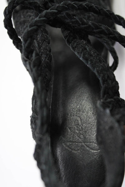Joie Womens Suede Braided Strappy High Heels Sandals Black Size 36 6