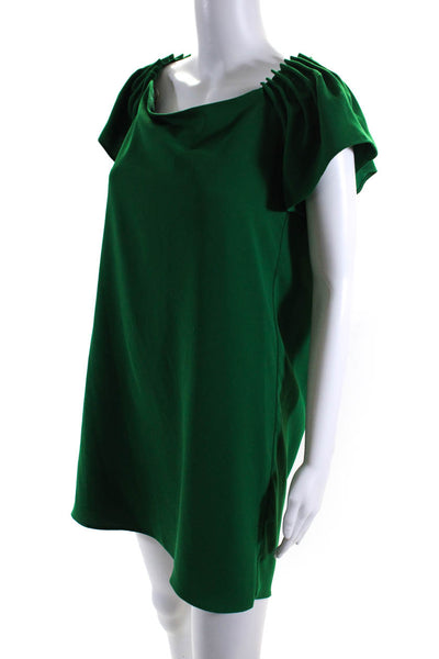 Trina Turk Women's Off The Shoulder A-Line Mini Dress Green Size S