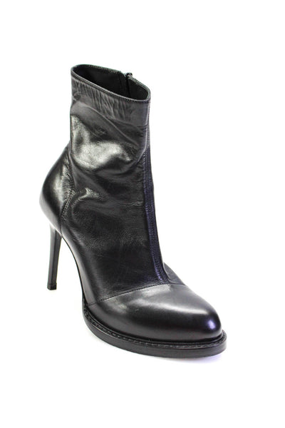 Ann Demeulemeester Womens Black Leather Zip High Heels Ankle Boots Shoes Size 6