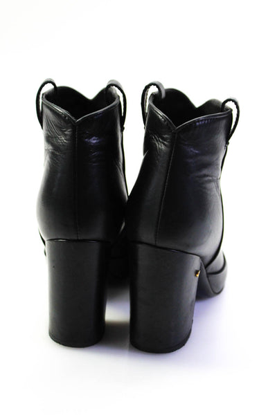 Laurence Dacade Womens Black Leather Block Heels Ankle Boots Shoes Size 5.5