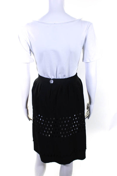 Fendi Womens Lined Cut Out Zip Up Knee Length Skirt Black Size 26