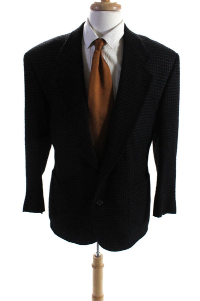 Tallia Uomo Mens Black Wool Textured Two Button Long Sleeve Blazer Size 40