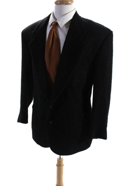 Tallia Uomo Mens Black Wool Textured Two Button Long Sleeve Blazer Size 40