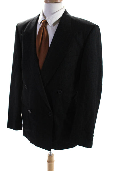 Next Mens Dark Gray Wool Striped Double Breasted Long Sleeve Blazer Size 40L