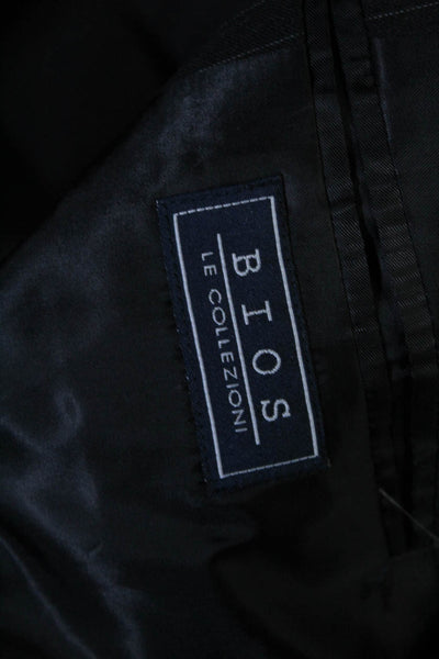 BIOS Le Collezioni Mens Dark Gray Wool Striped Three Button Blazer Size 42R