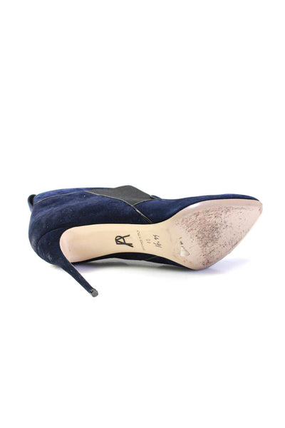 Paul Andrew Womens Suede Pointed Toe Pull On Ankle Booties Navy Size 40 10