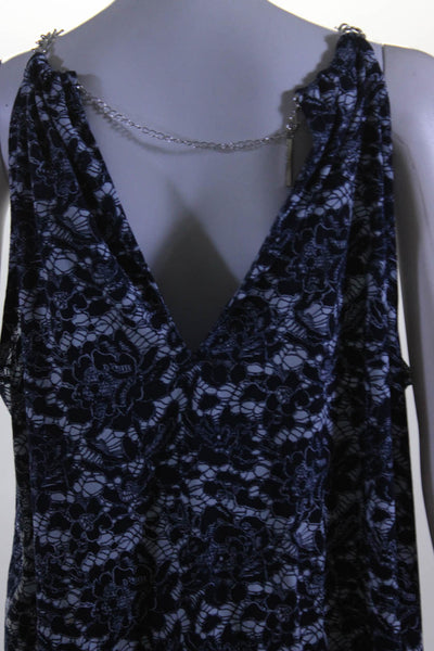 Michael Michael Kors Womens Blue Floral Print Sleeveless A-line Dress Size XL
