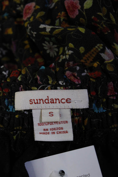 Sundance Womens Black Silk Floral Off Shoulder Long Sleeve Shift Dress Size S